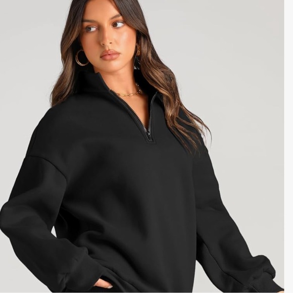 Amazon | Trendy Queen Oversized Half Zip Sweatshirt - Picture 2 of 3